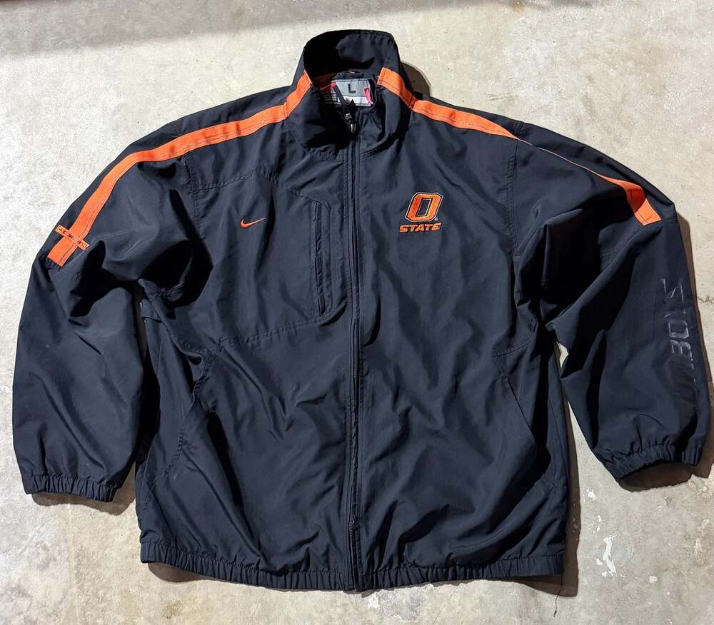 Nike Team Oklahoma State Cowboys Full Zip Windbreaker Jacket Size L